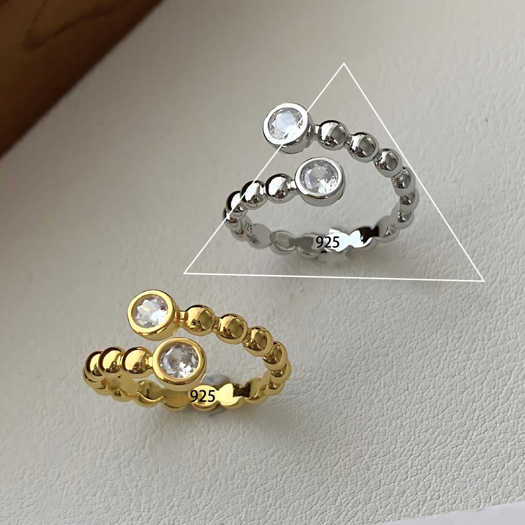 Sam Panda 925 Rings for Women Simple Geometric Handmade Irregular Retro Ring Gold Zircon Allergy For Birthday Gift