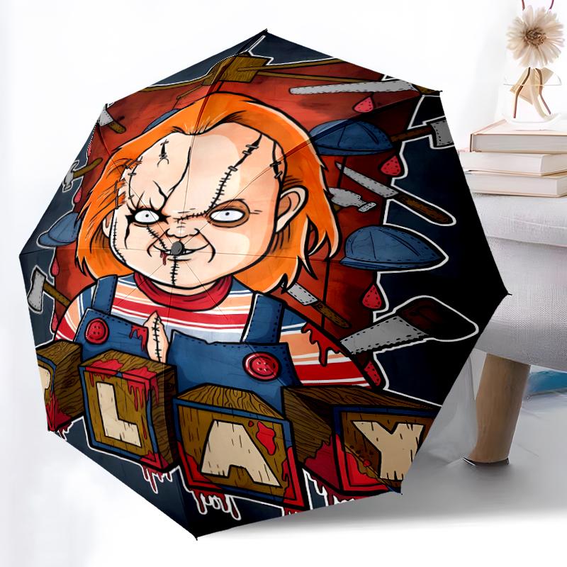 Printed Horror charactersPrinted Folding Umbrella,Outdoor,Leisure,And Travel Umbrella,Durable Umbrella Fabric,Birthday And Holiday Gift