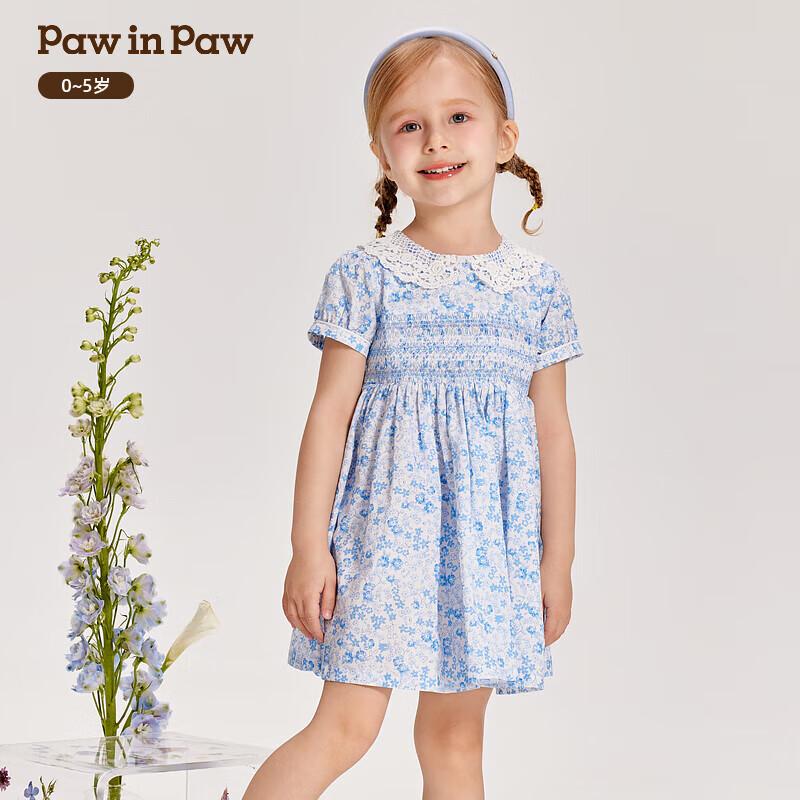 PawinPaw Baby Girl s Cartoon Bear Floral Woven Summer Dress 110