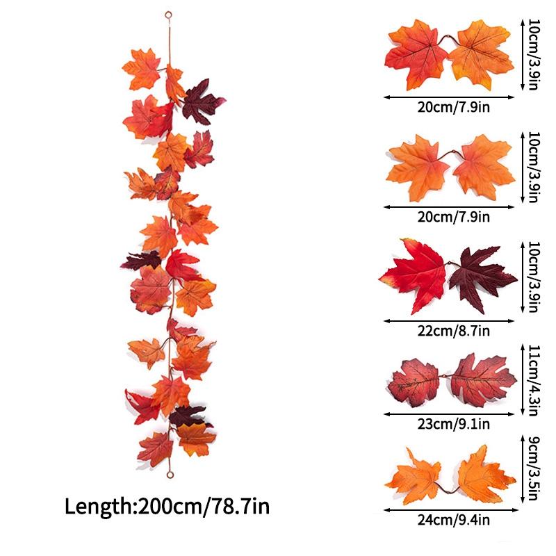 Artificial Maple Leaves Halloween Thanksgiving Decoration Autumn Fall Leaf Simulated Maple Leaf Garland Fallen Leaves Rattan
