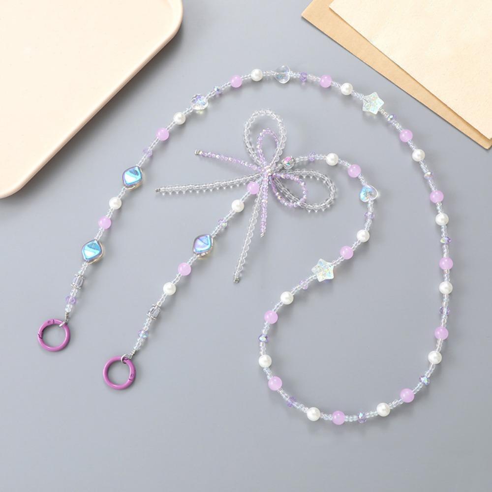 Bowkont Beaded Phone Chain Pearl Mobile Phone Crossbody Strap Beads Phone Lanyard  Keychain Pendant