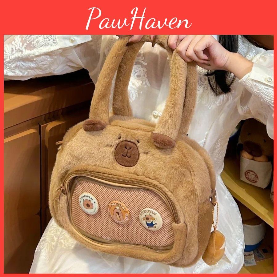 Adorable Plush Capybara Single Shoulder Crossbody Bag Handbag Cute Gift Kids