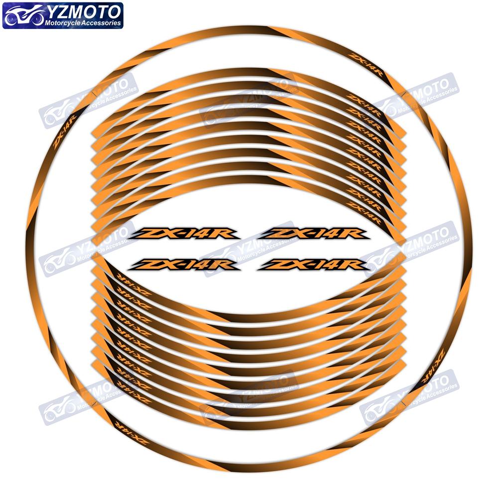 For kawasaki ZX-14R ZZR1400 motorcycle 17 inch front and rear rims decals decorate waterproof reflective wheel hub stickers