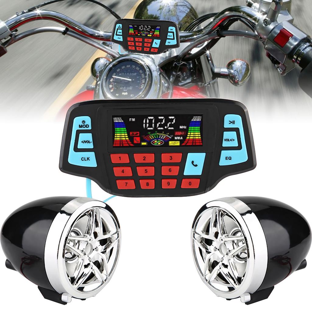 Voděodolný motocyklový BT MP3 přehrávač Audio Stereo reproduktorový systém USB nosič paměťových karet