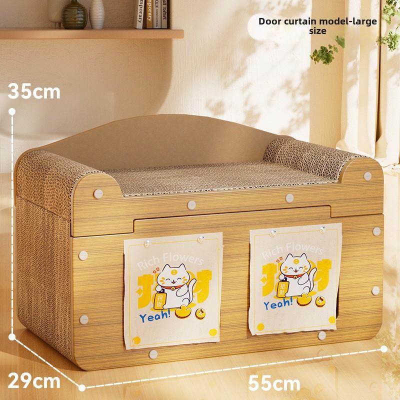 Noua jucărie pentru pisici, jucărie pentru pisici, jucărie pentru animale de companie, cu sistem integrat de joacă și somn, mansion villa, dublu strat din lemn pentru pisici, cuib multifuncțional pentru pisici, rezistent la zgârieturi