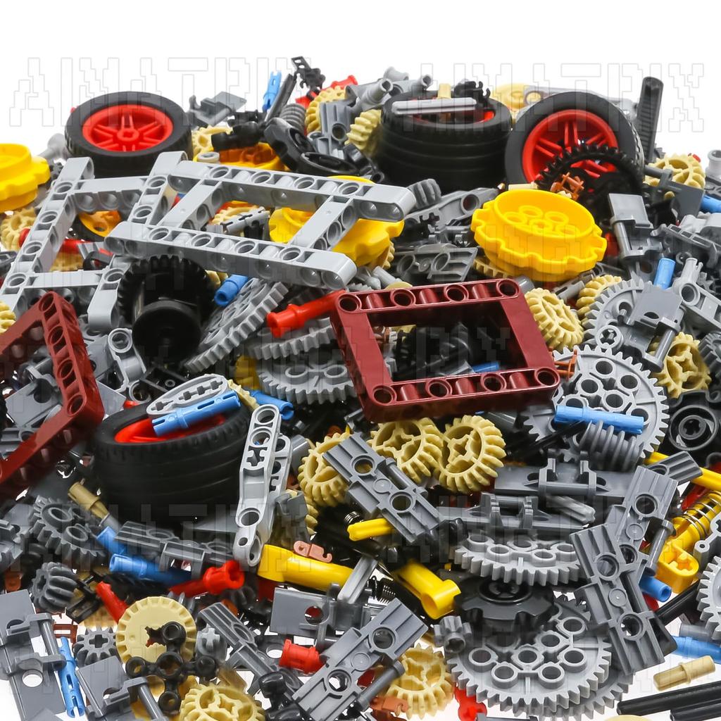 AIMATRIX 852Pcs Technic Gears and Axles Are Compatible with Mainstream Building Block Brand Technic Sets, Car Trucks - Geared Tires - Pins - Shock