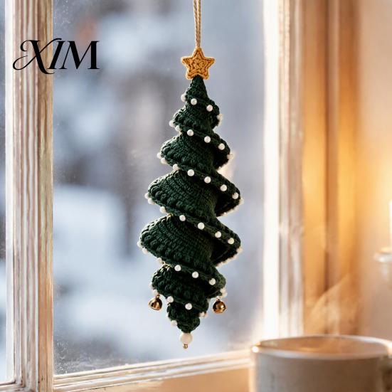 Crochet Supplies for Beginners Doll Spiral Ornament DIY Kit, Holiday Craft Set with Christmas Kit Soft Yarn, Beads, Tree Hanging Window Wall