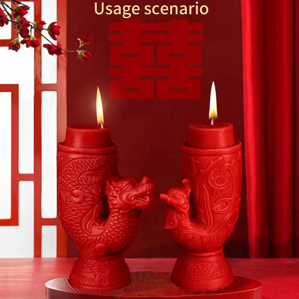 Cartoon Dragon Phoenixes Scented Candle Silicone Mold Epoxy Gypsum Handwork Soap Mold Plasters Mold Cake Making Supplies