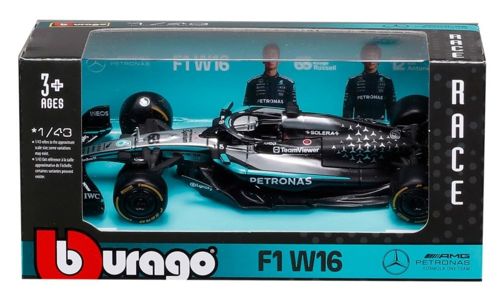 Bburago 2025 Model 1/43 Scale F1 Mercedes AMG Petronas F1 W16 Team #63 George Russell Australian Grand Prix 18-38237 (#63)
