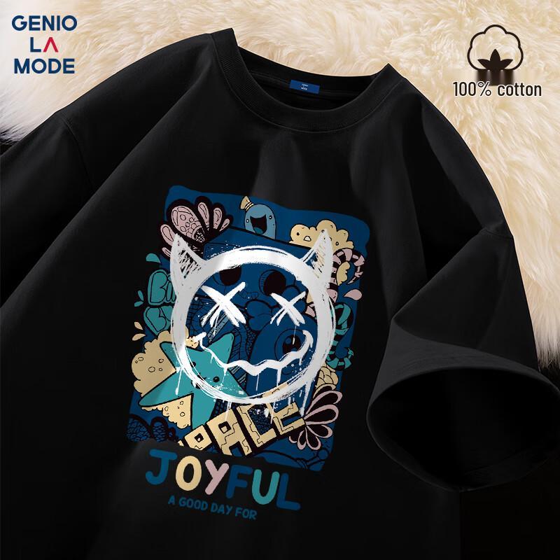 GENIOLAMODE Men s Pure Cotton Printed Short Sleeve T-Shirt M