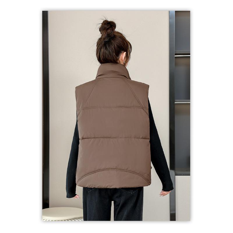Cotton Waistcoat Women's Short Section Plus Size Autumn and Winter Loose Stand-up Collar Vest