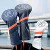 Waterproof Golf Headcovers for Utility and Fairway Woods 440cc Single Solid Dark 1 (460cc, Drivers), Set, (Orange Line) (White, FW)