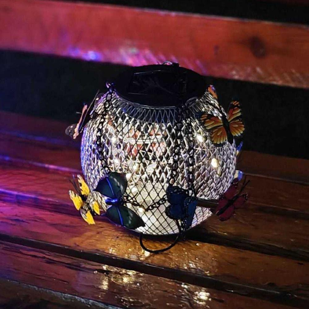Retro Solar Butterfly Hanging Light Waterproof Garden Decorative Light  Party Decor