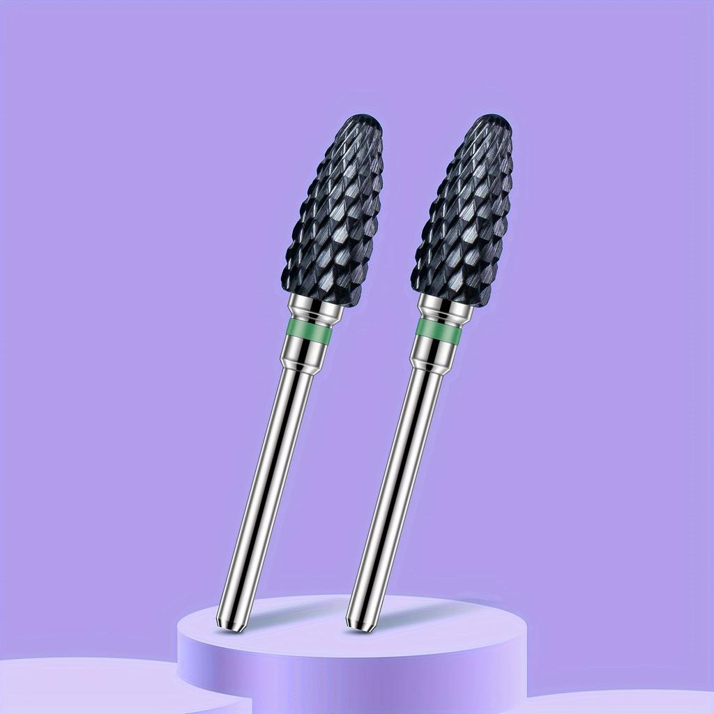 2PCS Tungsten Carbide Nail Drill Bits Gel Polish Remover 3/32 Inch Nail Art Files Cuticle Milling Cutter For Manicure Pedicure
