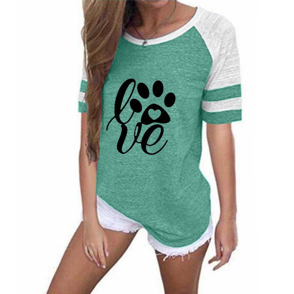 Women Plus Size Printing Stripe Round Neck Short Sleeve Casual Blouse T-shirt