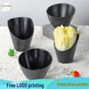 Black Matte Melamine Veggie Bucket - Durable and Drop-Resistant Tableware for Hot Pot and BBQ Restaurants