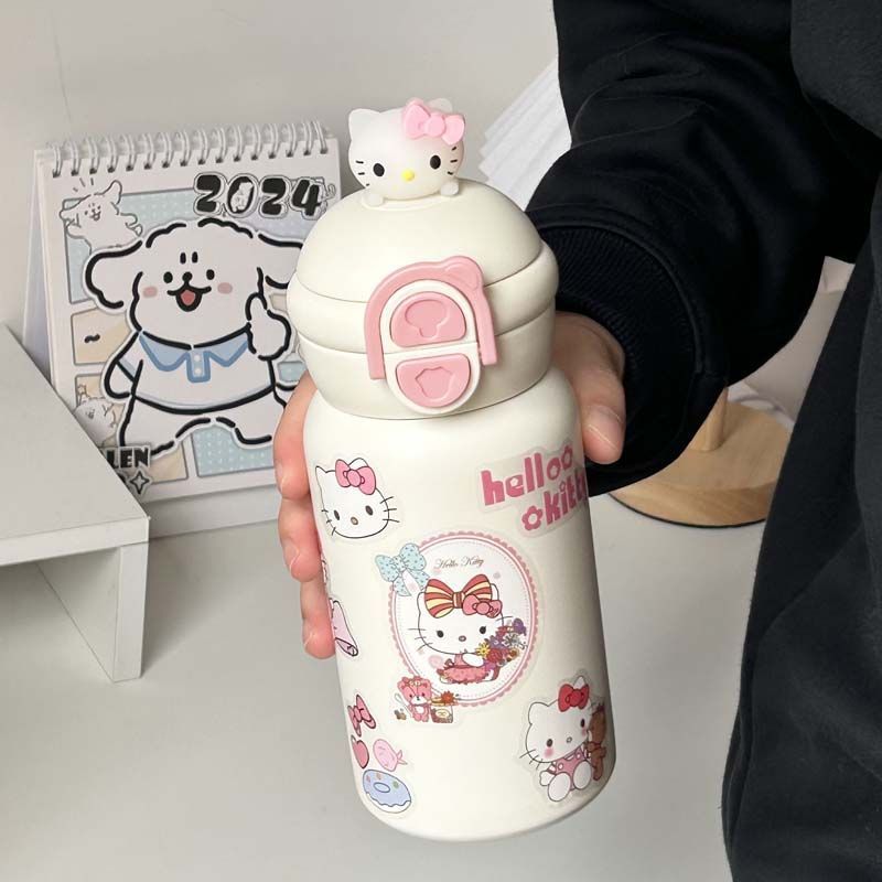 

Girl Large Capacity Stainless Steel Travel Mug With Leakproof Lid For Office And School розовый