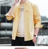 Men's Solid Color Oxford Cotton Yellow Button-Down Long Sleeve Shirt for Spring/Autumn Layering