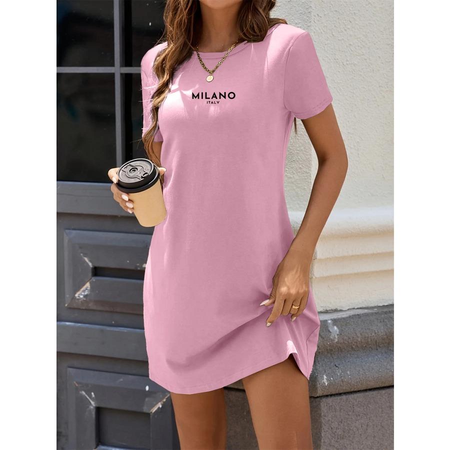 Damen Freizeit T-Shirt Kleid Kurzarm Rundhals Schwarze Kleider Frau Sommer Damenkleidung Oversized Y2k Damenkleidung