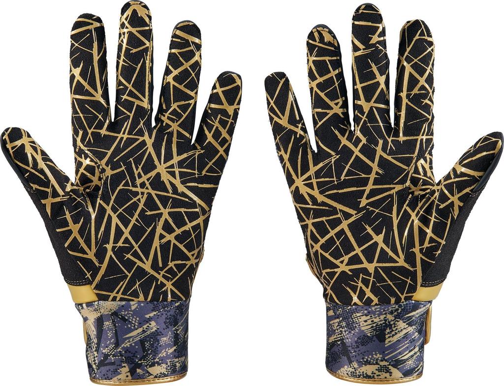 ZETT Baseball Batting GRAPHIC GRIP General Gray X Gold Size L Gloves, GLOVE, Ambidextrous, Use, (1582), (BG18523B)