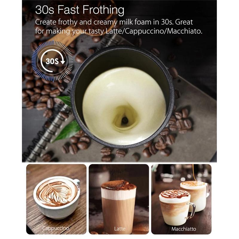 Household Electric Milk Frothers Machine Chocolate Mixer Cappuccino Coffee Latte Mixer Portable Blender - Black EU Plug