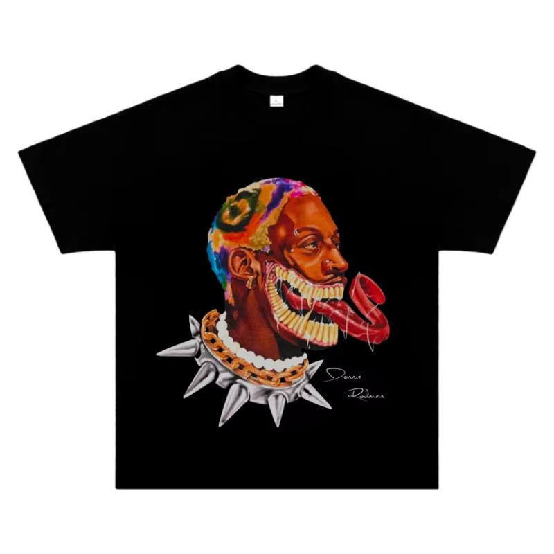 Dennis RodUnisex Abstract Portrait TShirt Soft Cotton Slim Fit Basketball Casual Outdoor Streetwear Modern Fashion Outfit 4XL
