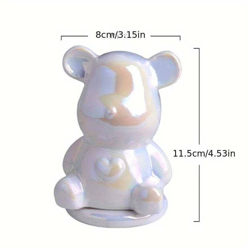 1 Piece of Ceramic Toothpick Holder, Cute Shaped Cotton Toothpick Holder with a Caring Teddy Bear, Fashionable Home Decoration,
