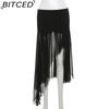 BITCED Summer Women's Solid-Color Slim-Fit Streetwear High-Waisted Asymmetric Skirt