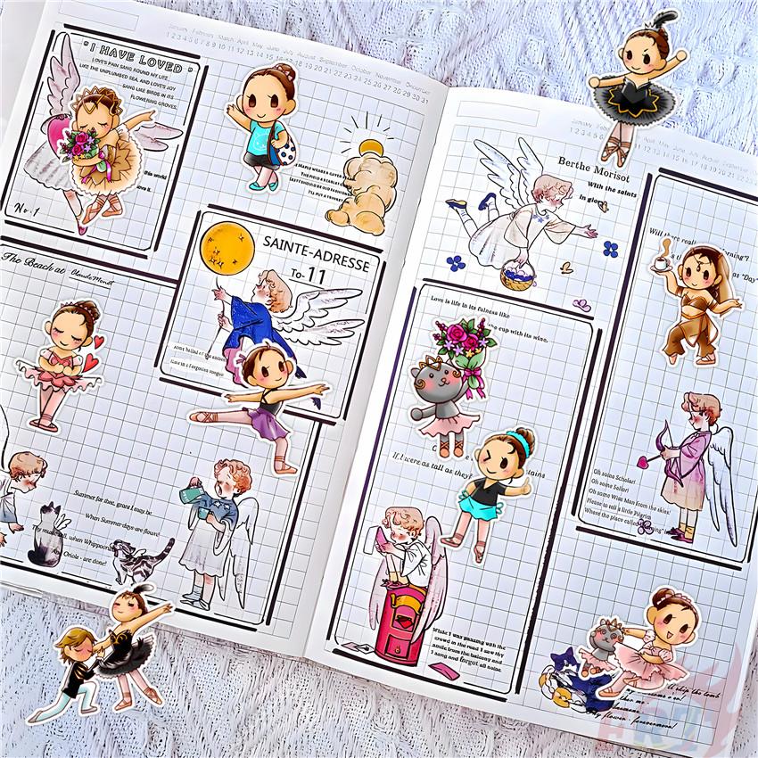 100Pcs/Set Ballet Girl Mini Diary Manual Stickers DIY Scrapbooks Album Decor Decals Stickers