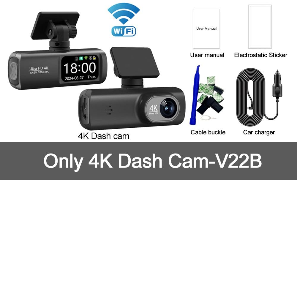 

4K HD Dual-Lens Dash Cam, Ultra-Wide Angle Night Vision, Front and Rear Dual Recording Cameras, WIFI, Car GPS 【1 Lens】WIFI