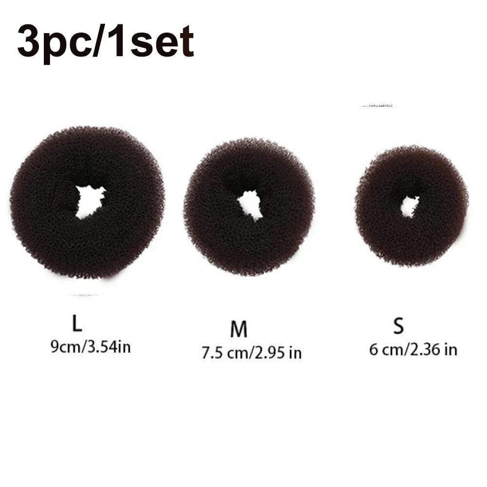 1-3Pcs Plate Hair Donut Bun Maker Rollers DIY Magic Elastic Foam Sponge Princess Hair Accessories Hair Styling Tools S/M/L Black