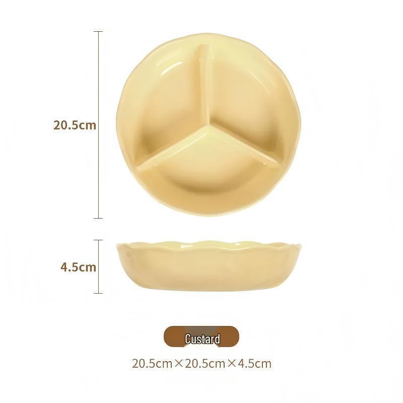 Ceramic Three-Compartment Plate for Adult Portion Control - Large Capacity, Deep Design for Weight Loss and 211 Fat Loss.