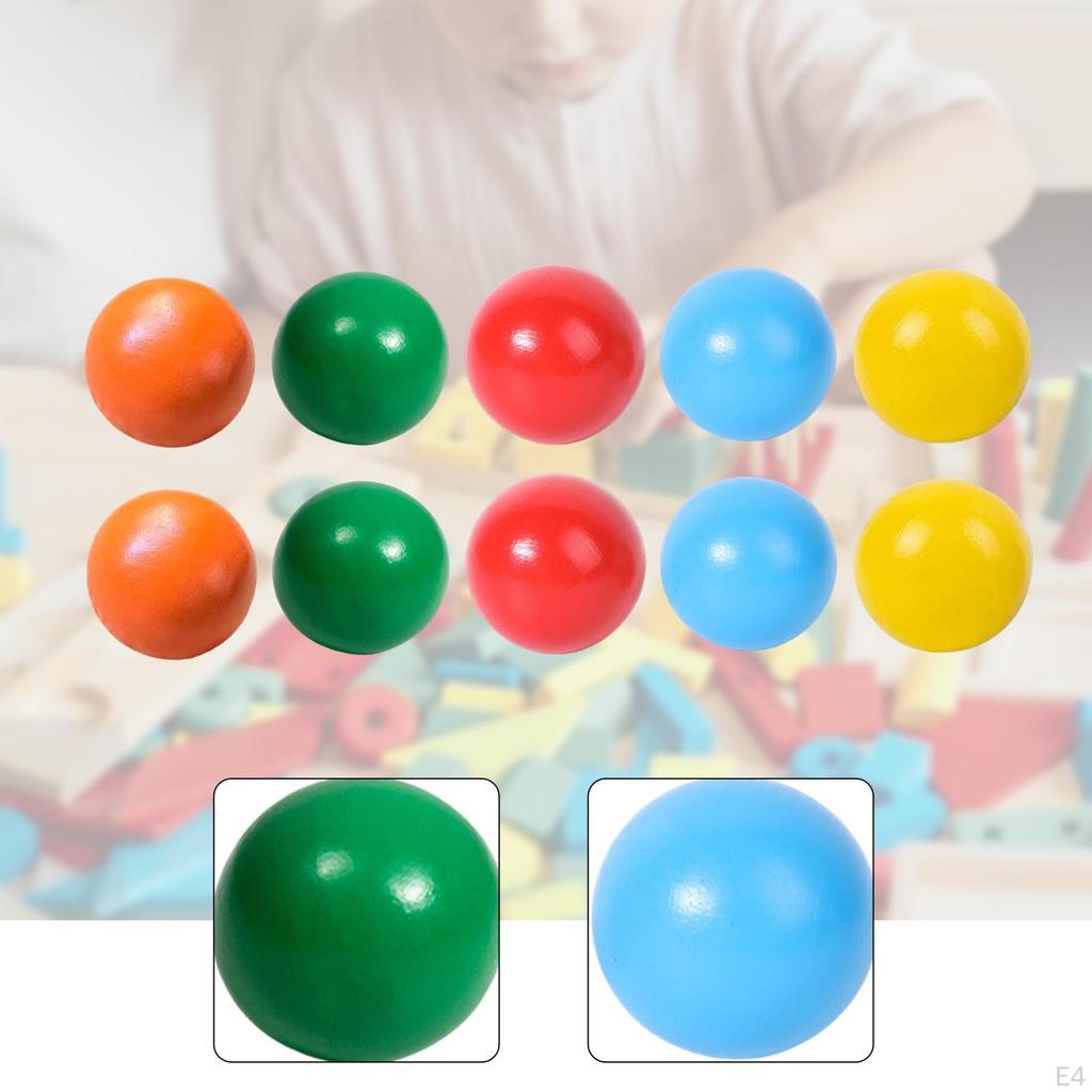 10 Stück Holzkugeln Lernmaterialien 4,5 cm Farbsortierspiel Zählspielzeug für Jungen Mädchen