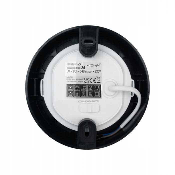 Downlight Okrąg Oczko Sufitowe Oprawa Sufitowa 6W Cct 2W1 Czarny Nt/Pt