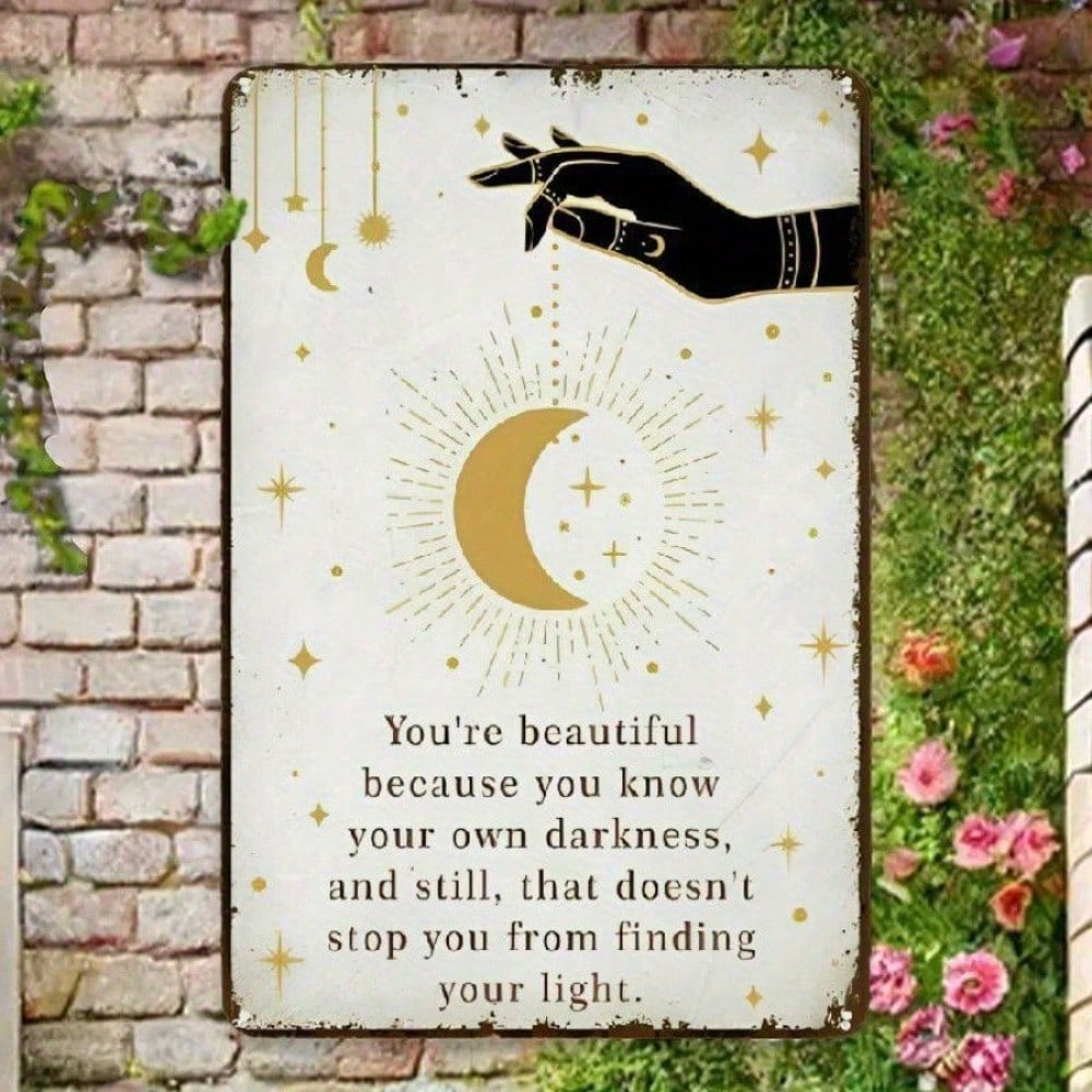 

Celestial Moon and Stars Metal Wall Sign Inspirational Quote Home Decor різнокольоровий