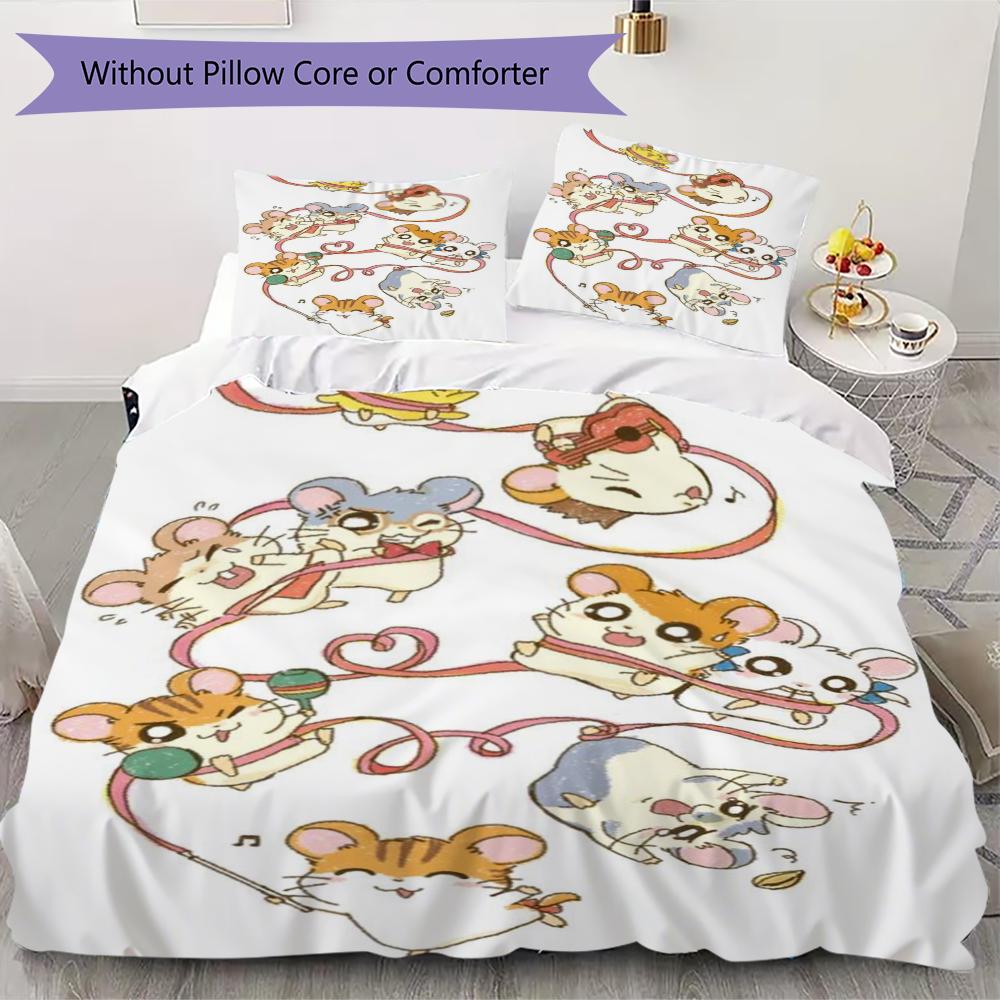 Set Copripiumino Trapuntato con Fantasia Hamtaro Copripiumino Federa Decorazione per la Casa Regalo di Compleanno (1 * copripiumino + 2 * federe senza imbottitura)