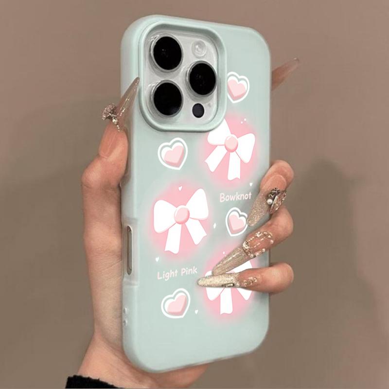 Rosa Schleife Einfache Macaron-Farben Gelee-Handyhülle Für iPhone 17 16 15 14 13 12 Pro Max 11 16 7 8 Plus 16E 17E Air X XS XR Hülle