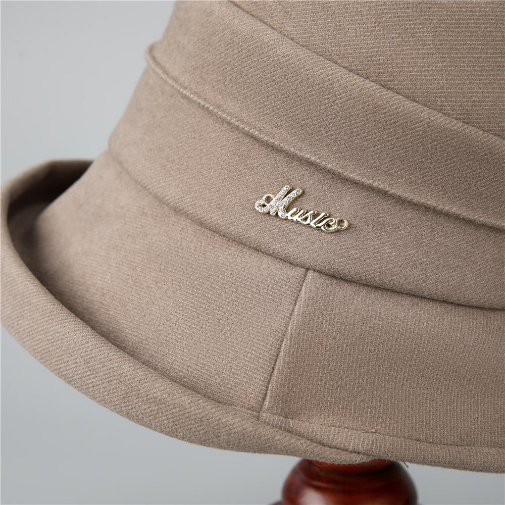 Woolen Bucket Hat Female Ji British Retro Style Mother Hat Big Brim Curling Shows Washbasin Hat Tide