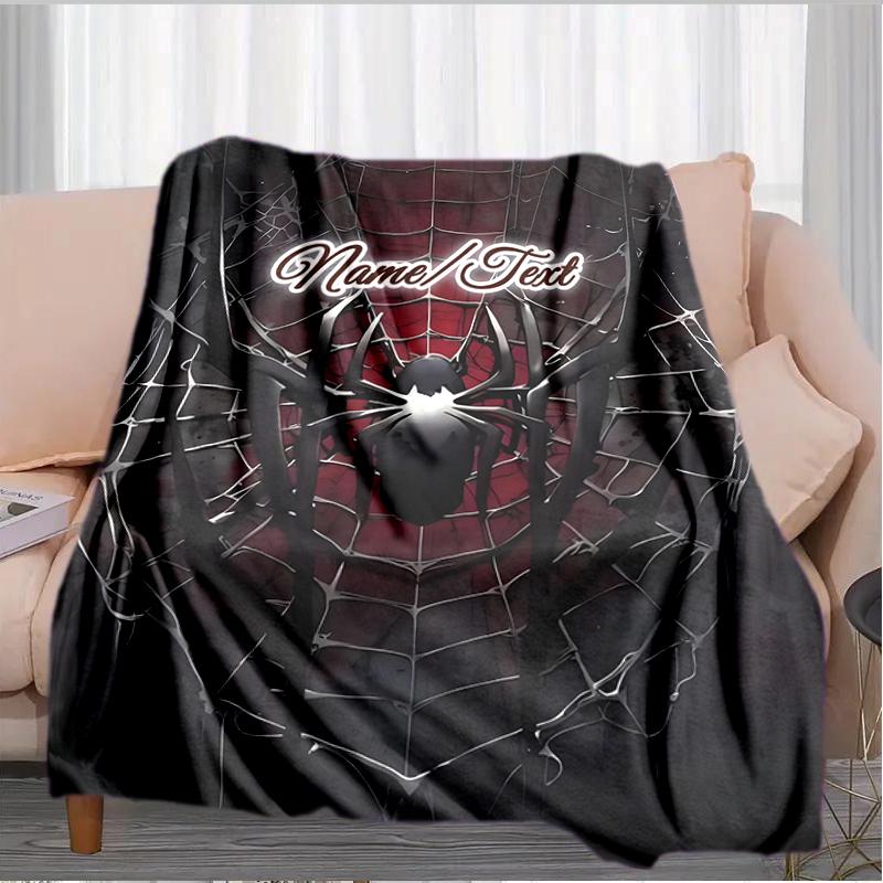 1PC Custom Name Spider Web Outdooor Flannel Blankets Throw Blanket All-Season Throw Gift Bedspread for Couch, Bed, Camping Holiday Birthday Gift