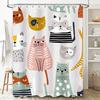 Creative Bathroom Shower Curtain With Cats Pattern Waterproof Fabric Decorative Home Supplies