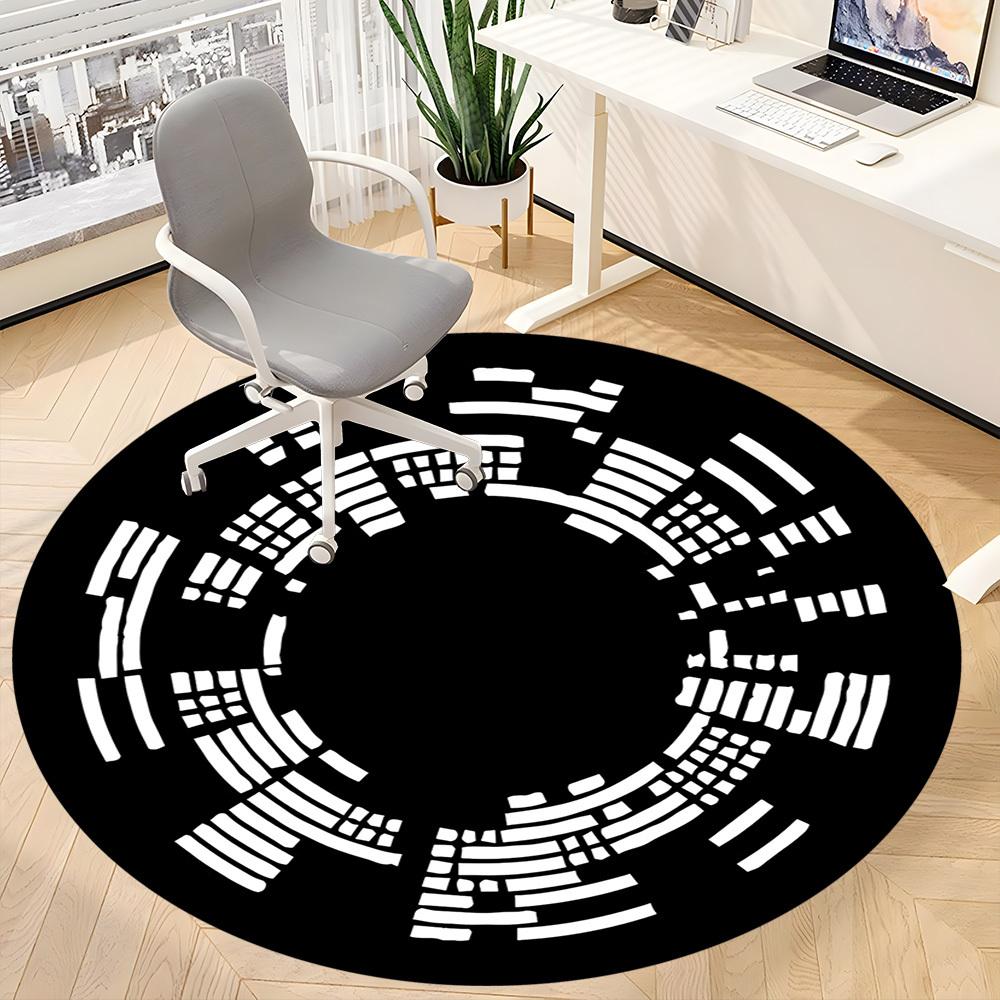 1pc Circle Pattern Office Round Area Rug, Indoor Mat Suitable For Office, Under Office Chairs Bedroom Living Room Home Decor, Room Deco