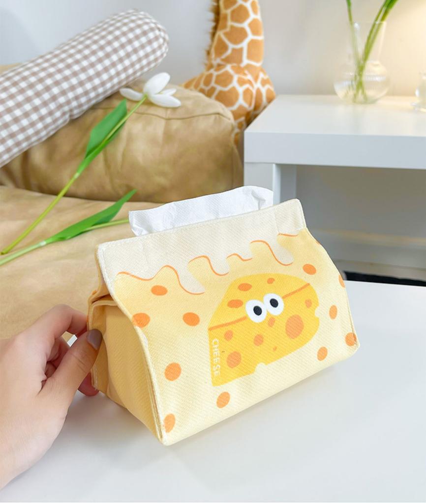 Cheese Cartoon Tissue Box New Multi-purpose Fabric Drawer Paper Box for Living Room Cute Simple Desktop Tissue Holder Organizer