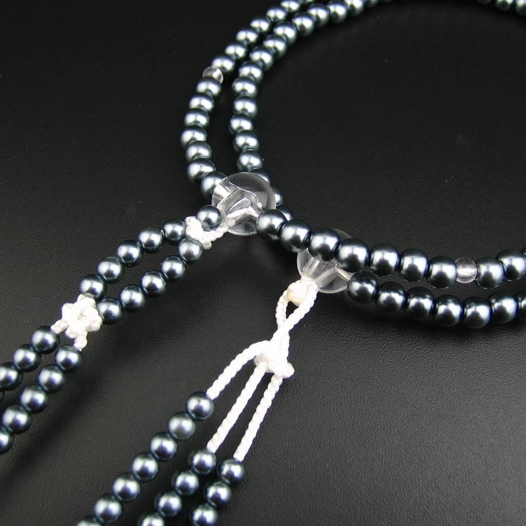 Myorenka Soka Gakkai Prayer Beads SGI Prayer Beads for Men and Women M Size PC Pearl Acrylic Crystal Tailored Temari Bun 2-Color (Black)