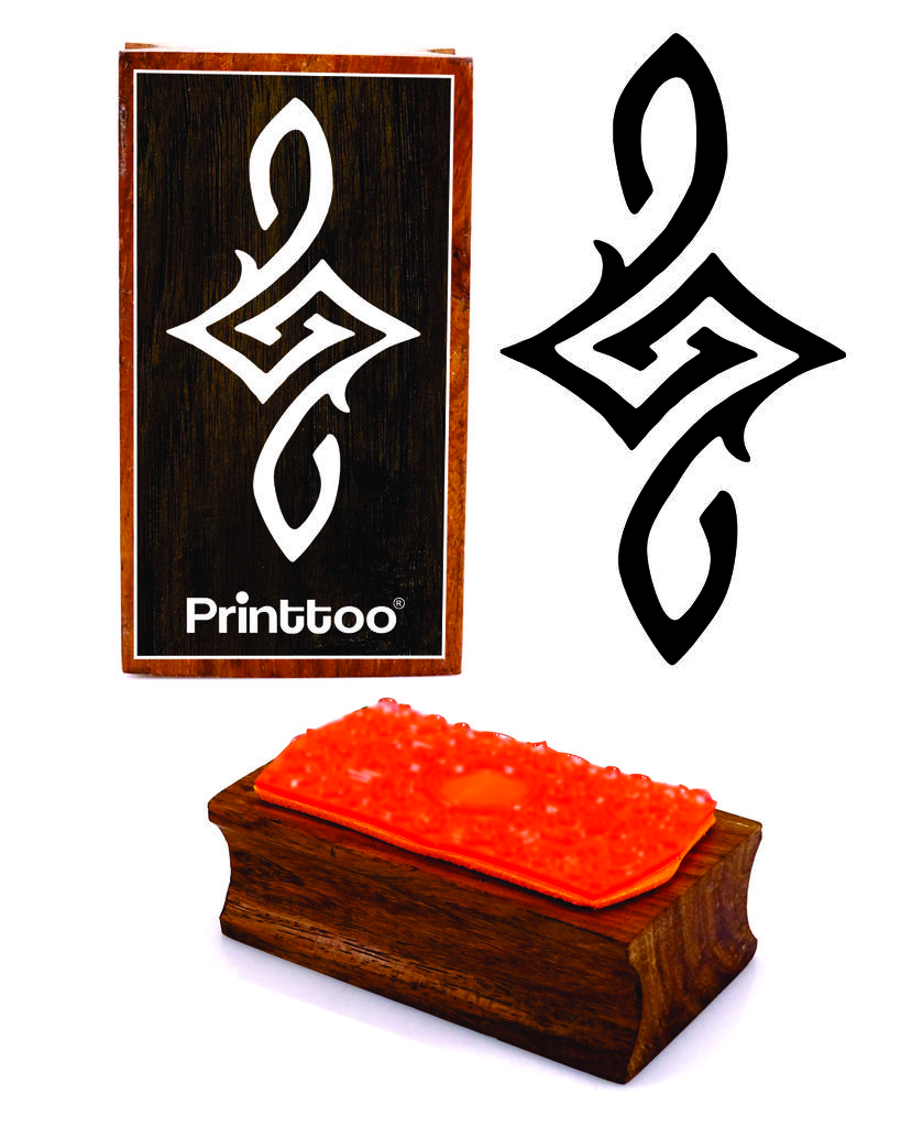 Printtoo Tribal Design Design Rectangular Wooden Rubber Stamp Block