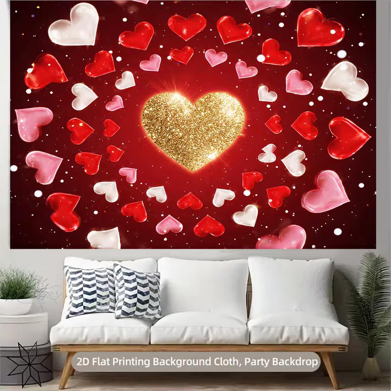 2D Romantic Love Heart Photography Background