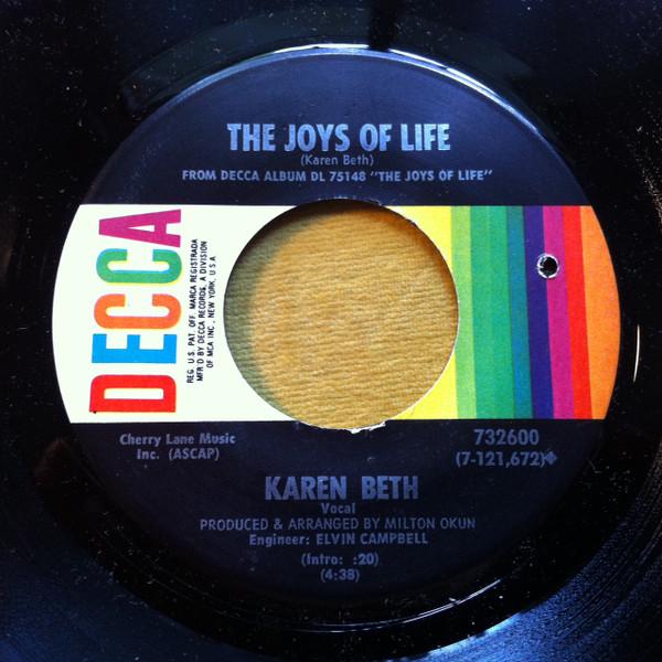 

7inch Record KAREN BETH The Joys Of Life 732600 Decca US Rock Used