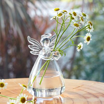 1PC Living Room Office Desktop Ornaments DIY Glass Vase Creative Angel High Quality Transparent Handmade House Decoration