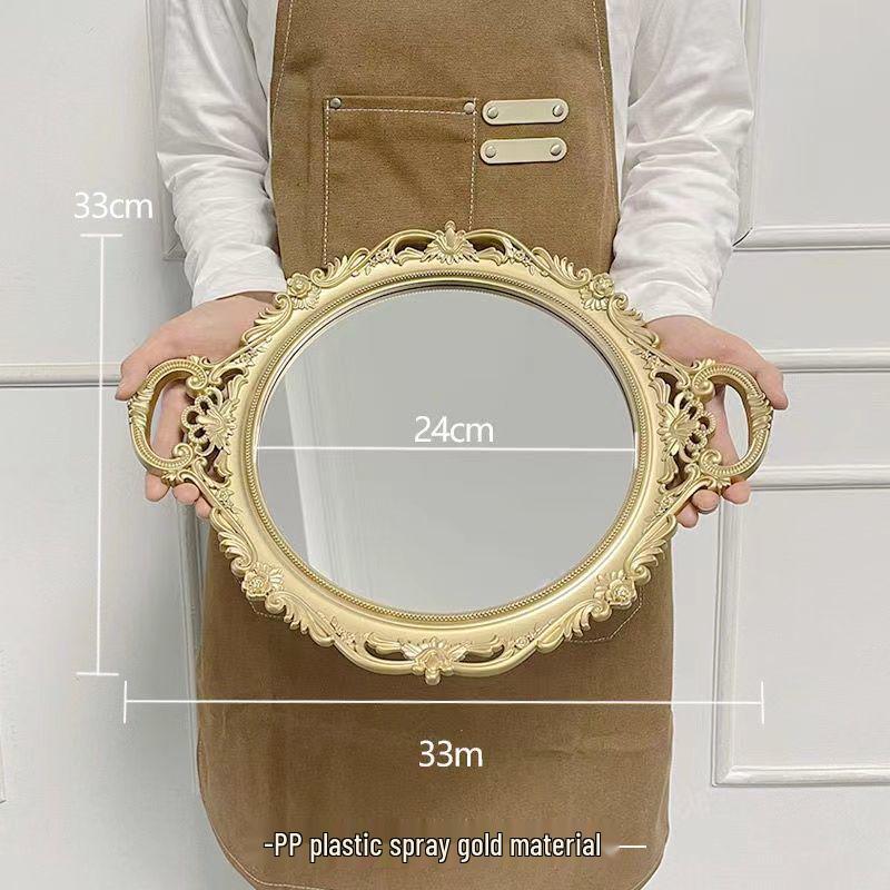 Französischer Retro-Hofstil Goldener Schwebender Schminkspiegel - Dekorativer, Unregelmäßiger Wandspiegel für Fotografie