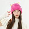 Knitted Hat Cute Little-Monster LED Knit Beanie for Girls Women Stretchy Soft Cuffed Beanie for Kids Adults for Indoor Outdoor