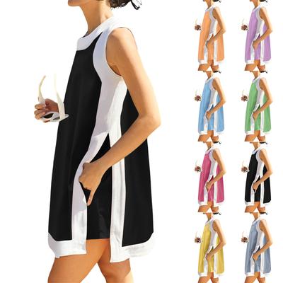 Women's Fashion Loose Sleeveless Short Skirt With Pockets And Shorts Two-Piece Set